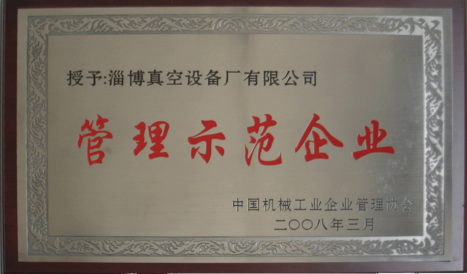 2008年3月，公司被中國機(jī)械工業(yè)企業(yè)管理協(xié)會(huì)授予“管理示范企業(yè)”
